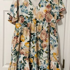 Staccato Floral Mini Dress - Multicolor